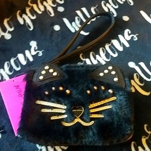 Fuzzy kitty wristlet